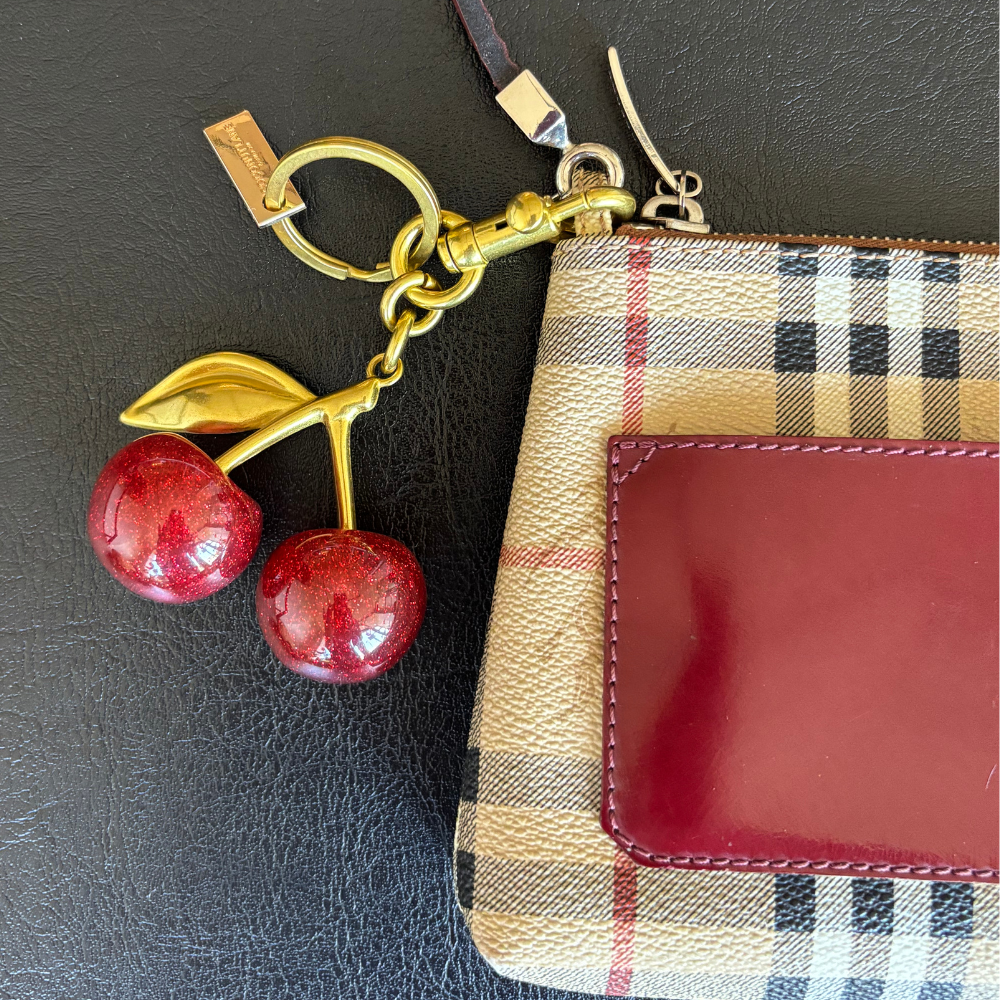 Cherry Bag Charm - Gold