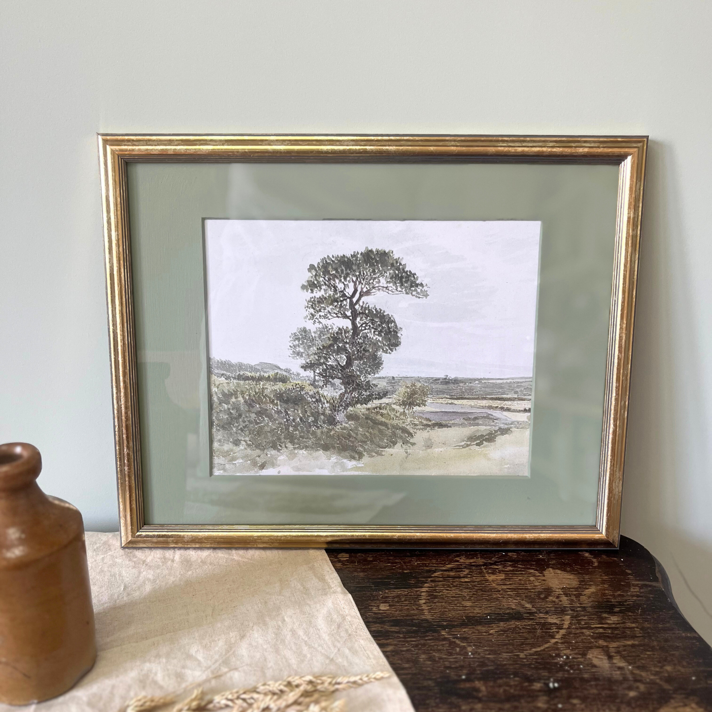 Vintage Landscape with a Tree Framed