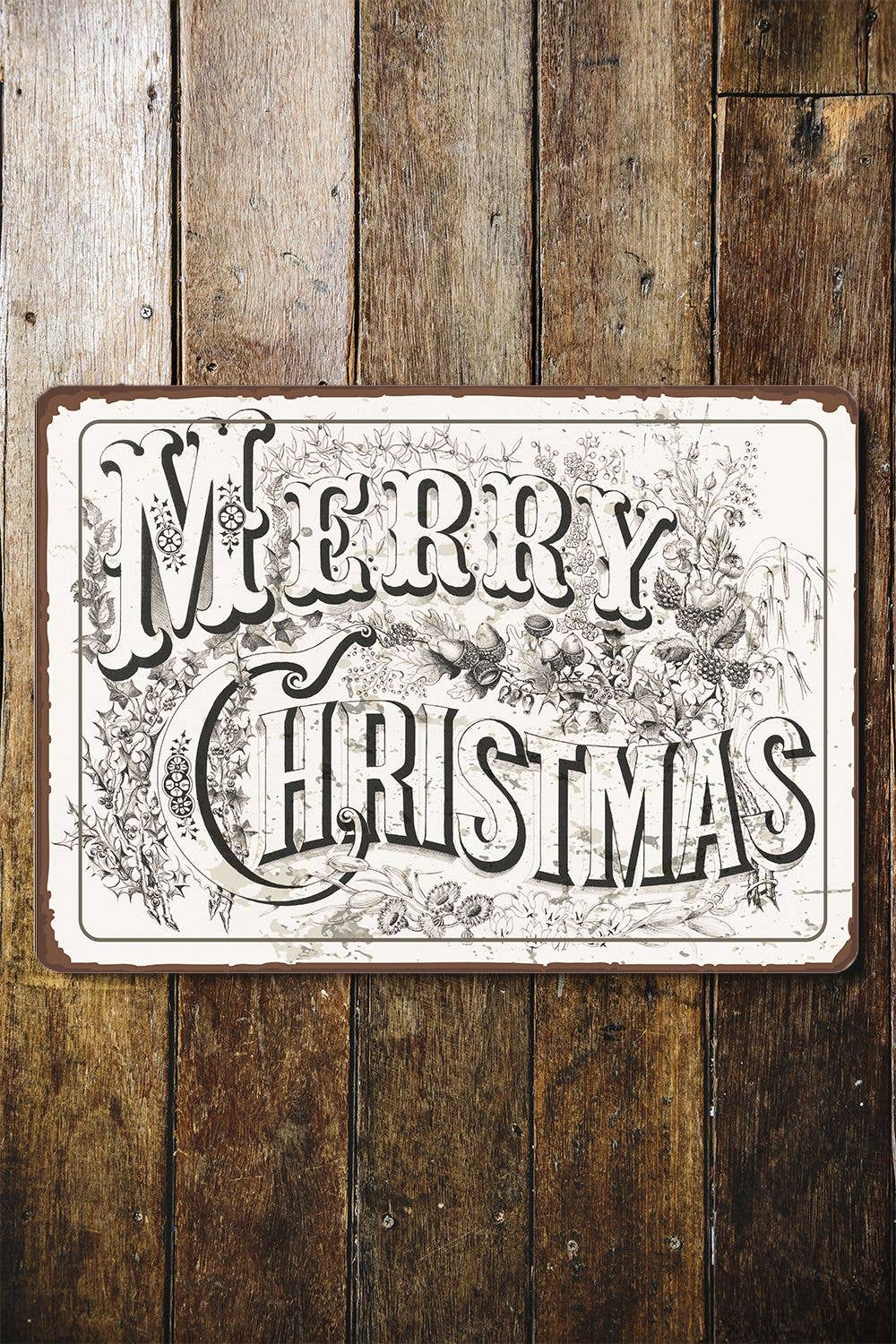 Large Christmas Metal Sign – Vintage "Merry Christmas"