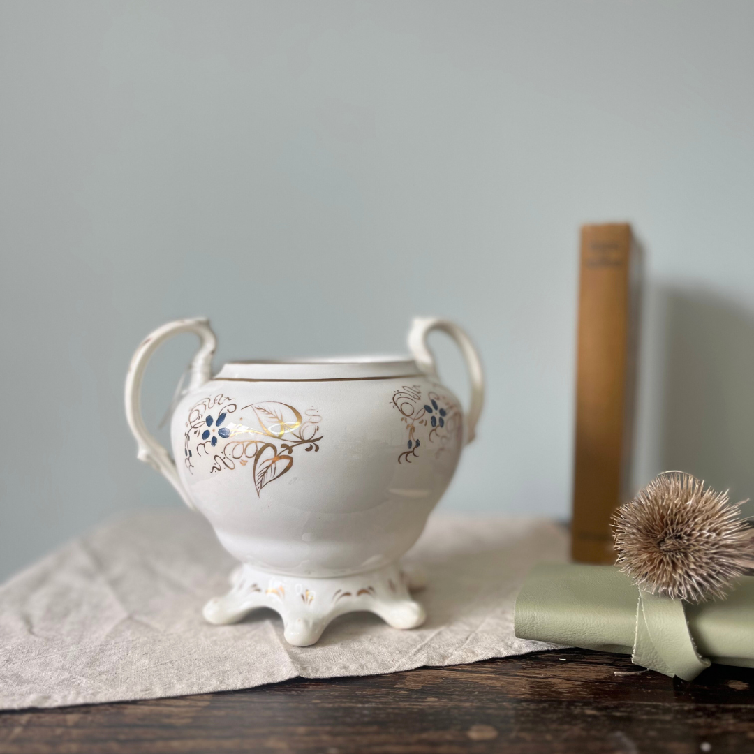 Victorian English Hand-Painted Sugar Bowl