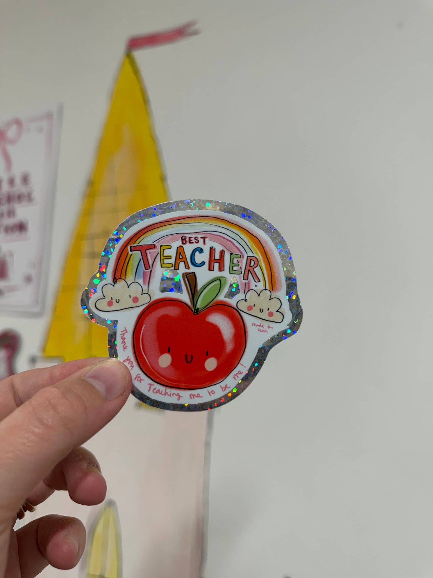 ‘Best Teacher’ Glitter Sticker