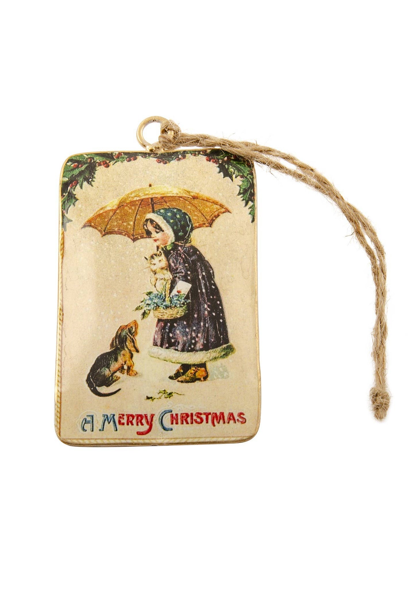 Vintage Tin Winter Scene Hanging Decoration