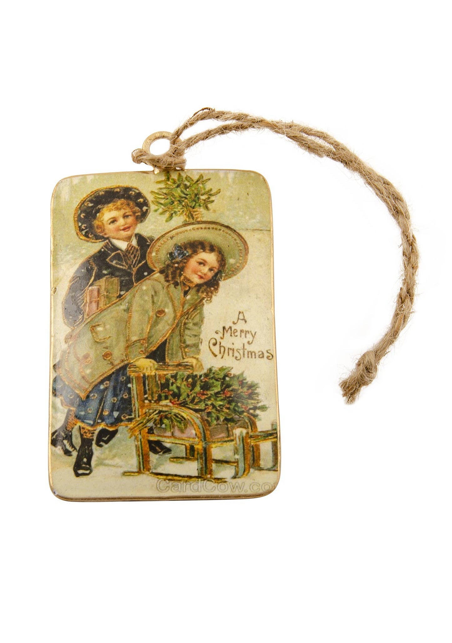 Vintage Tin Winter Scene Hanging Decoration