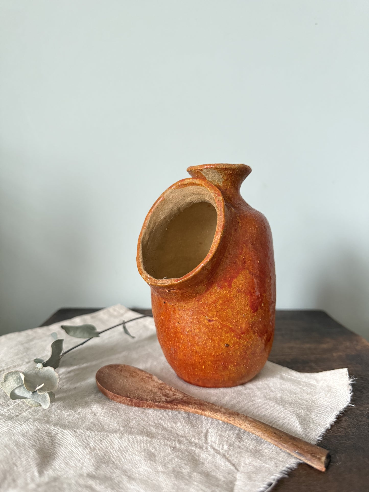 Salt Pig with Wooden Spoon