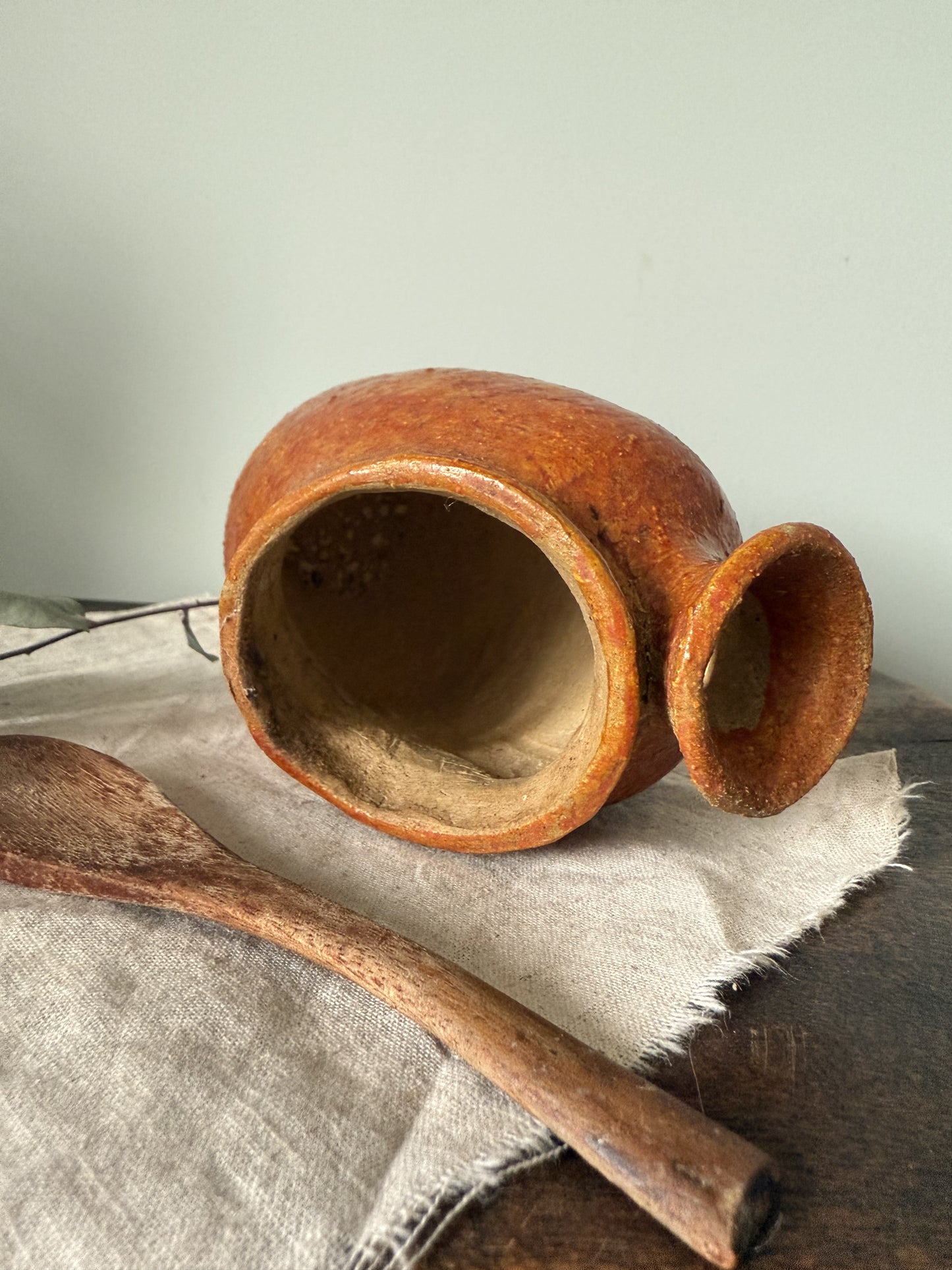 Salt Pig with Wooden Spoon