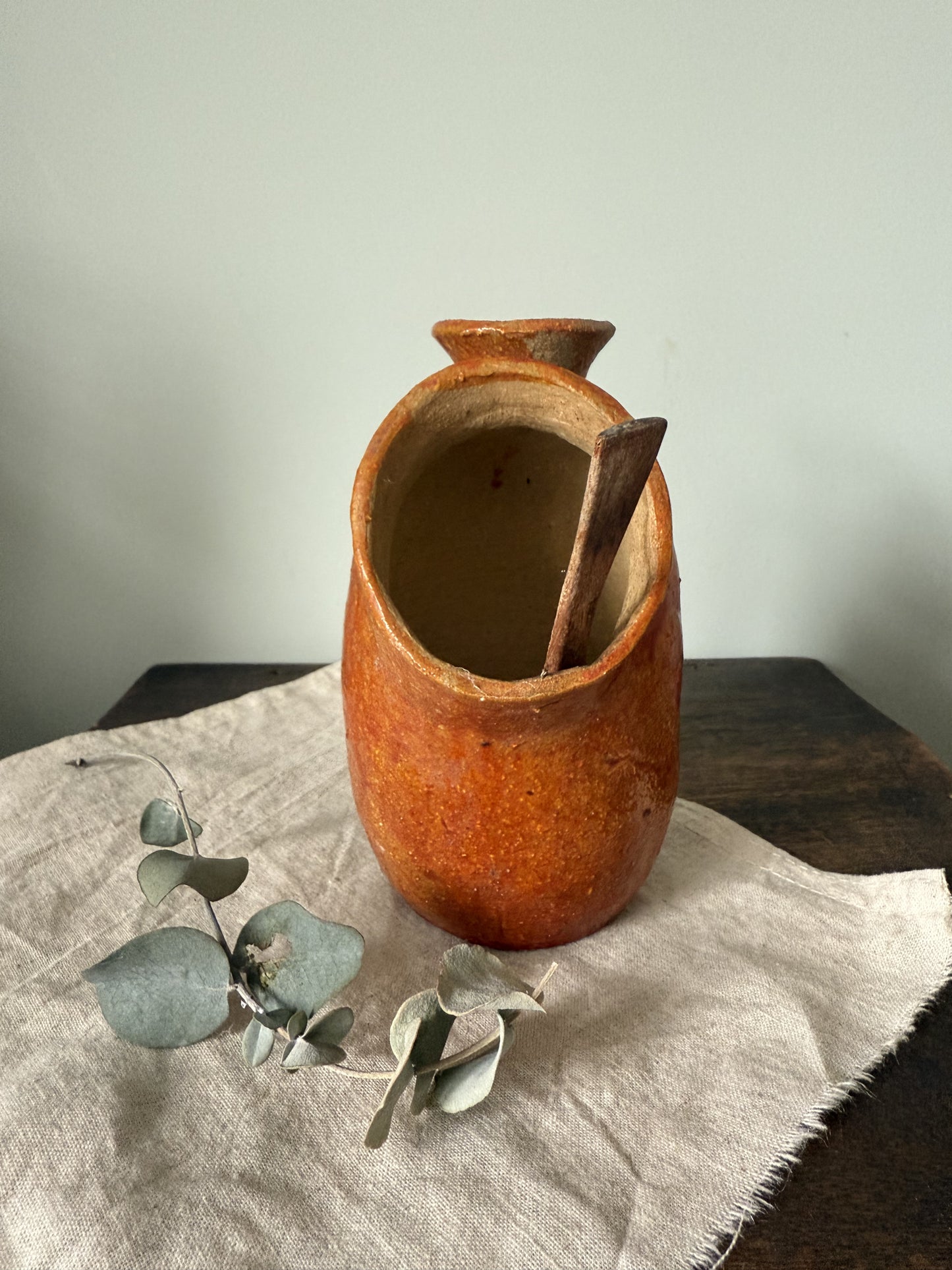 Salt Pig with Wooden Spoon