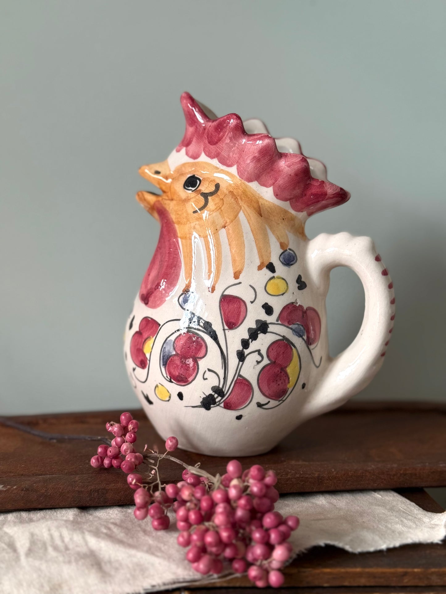 Portuguese Ceramic Rooster Pitcher
