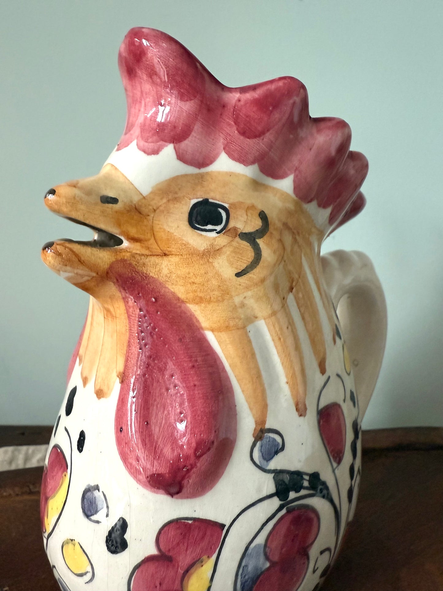 Portuguese Ceramic Rooster Pitcher
