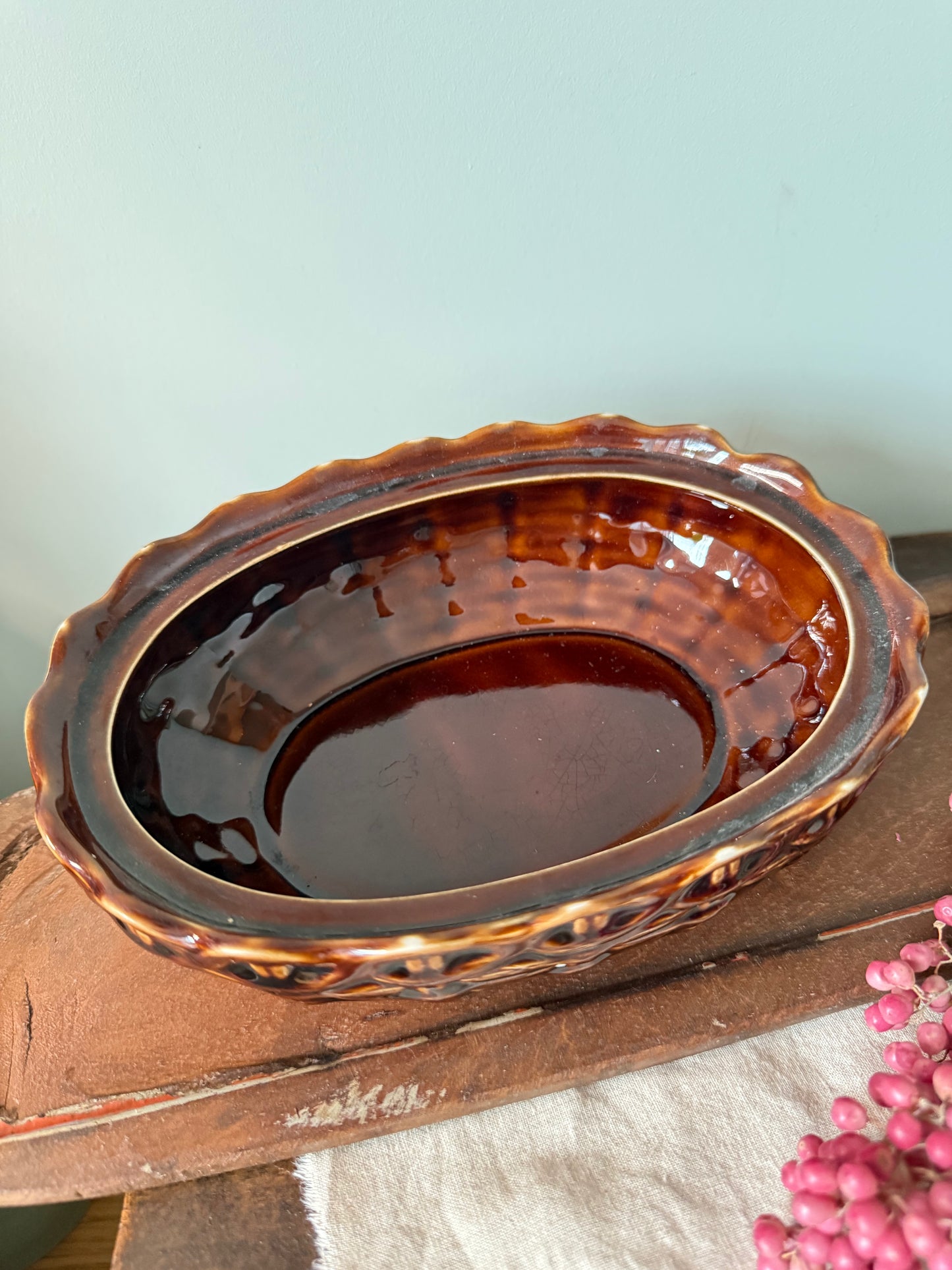 Vintage Brown Hen Terrine Egg Holder