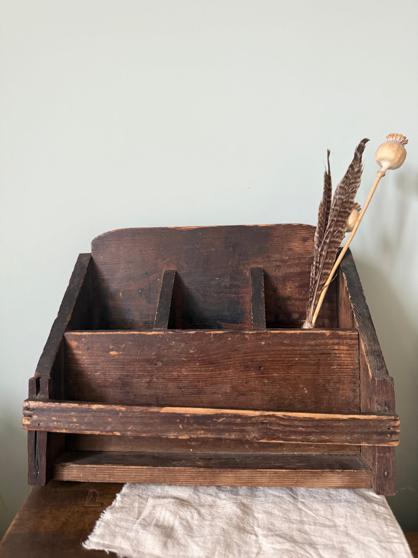 Vintage Solid Wood Spoon Rack with 6 Wooden Spoons