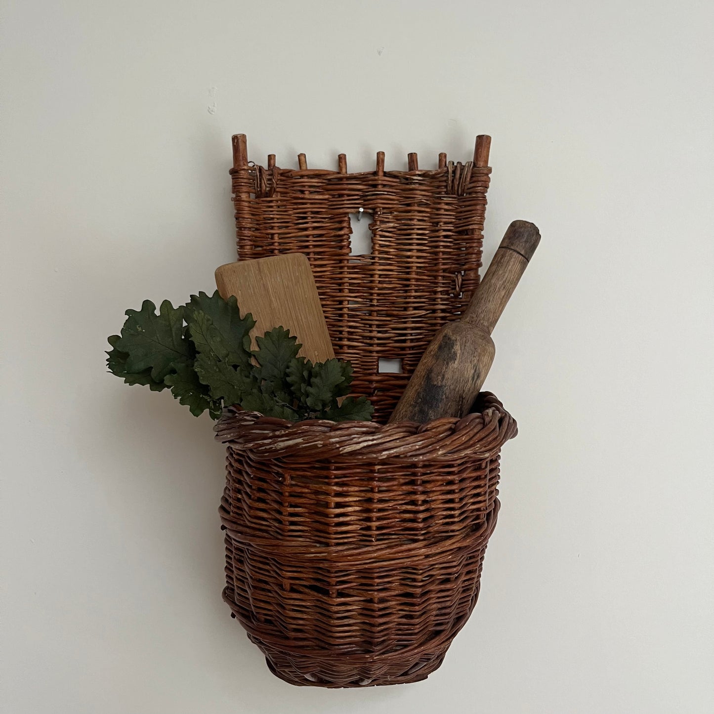 French Antique Wall Wicker Basket
