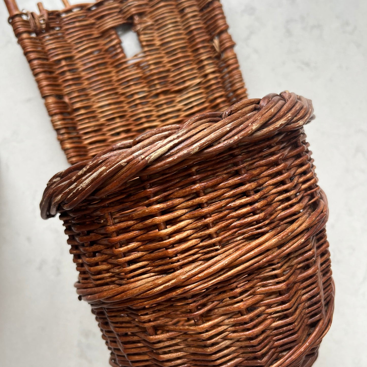 French Antique Wall Wicker Basket