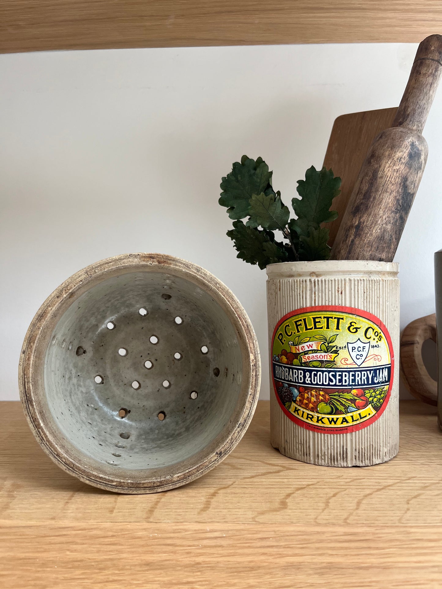 French Ceramic Cheese Strainer Pot