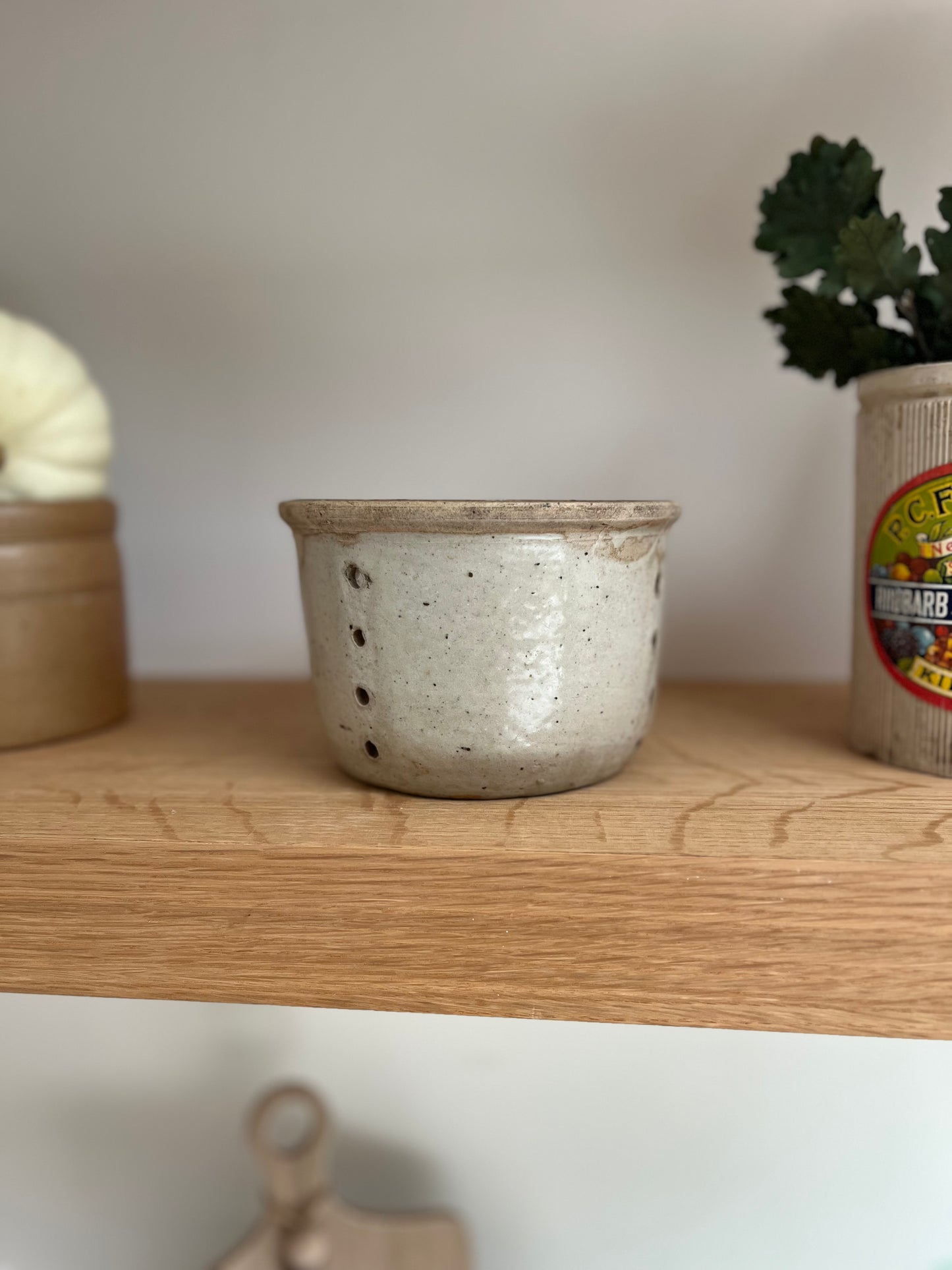 French Ceramic Cheese Strainer Pot