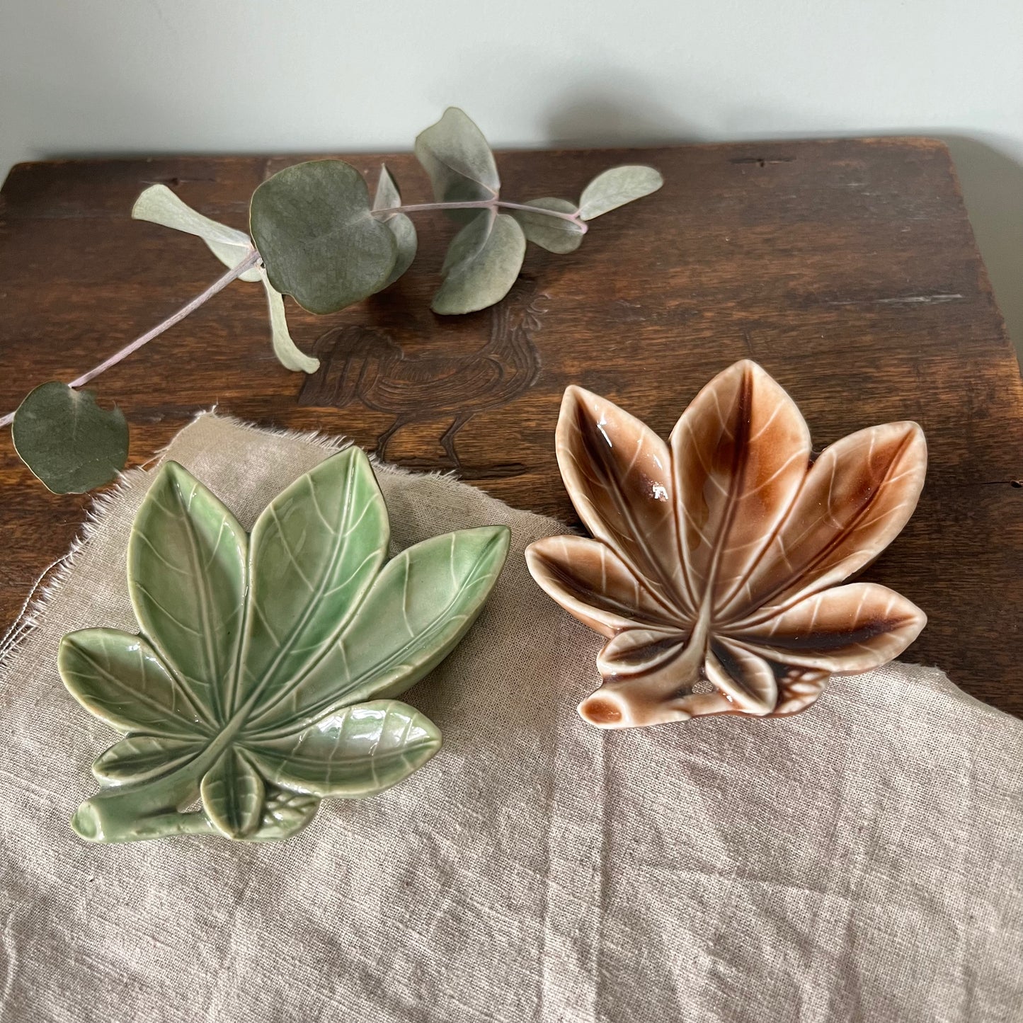2 Wade leaf trinkets made in England