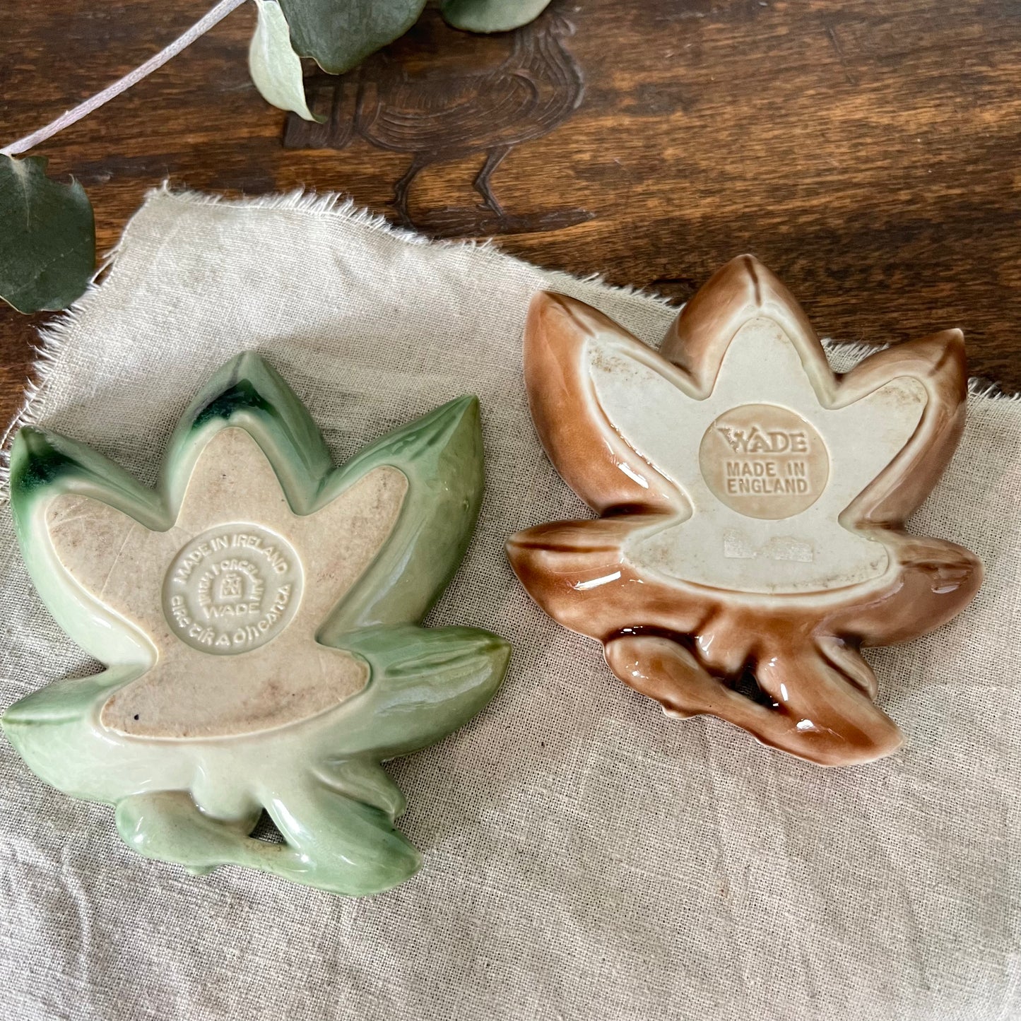 2 Wade leaf trinkets made in England
