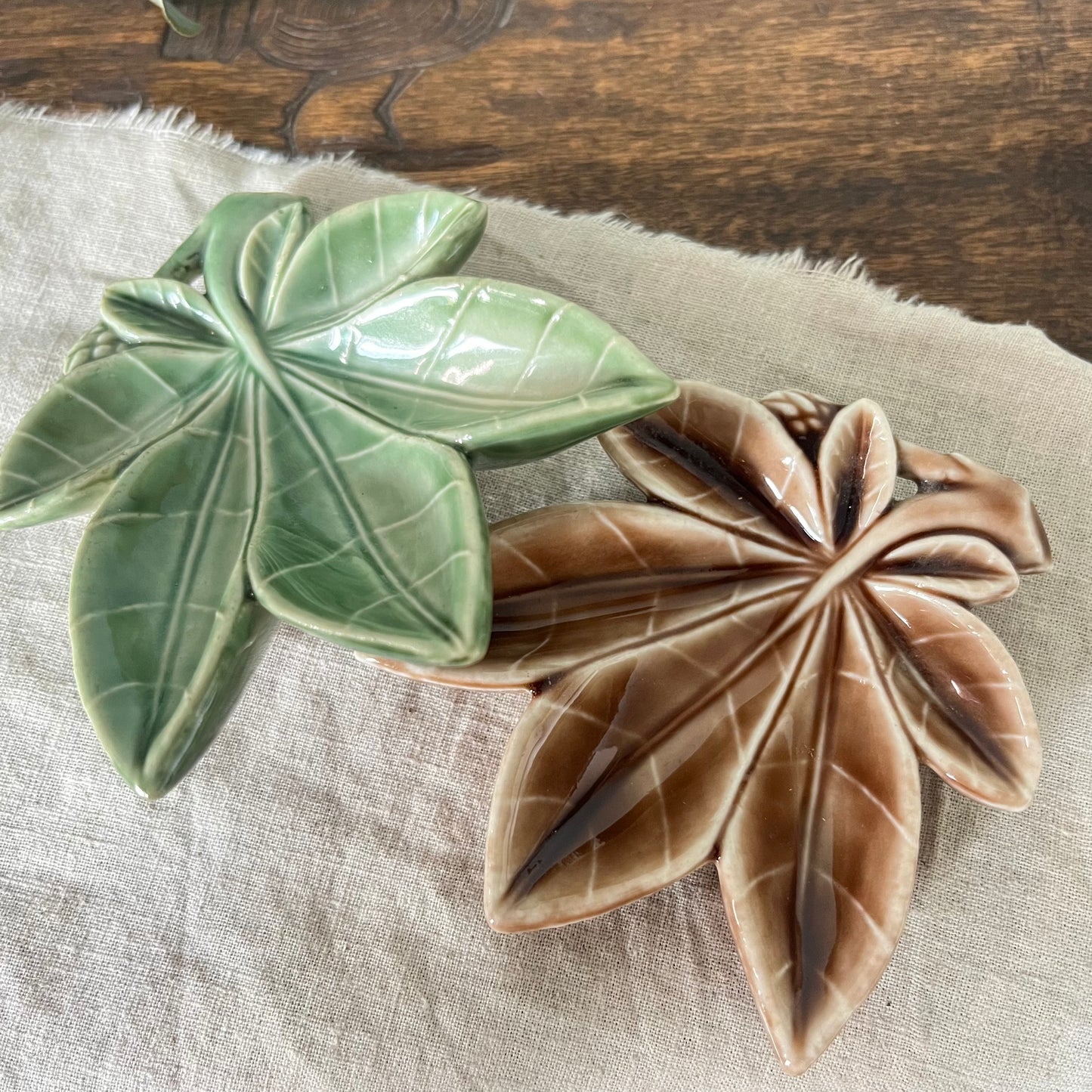2 Wade leaf trinkets made in England