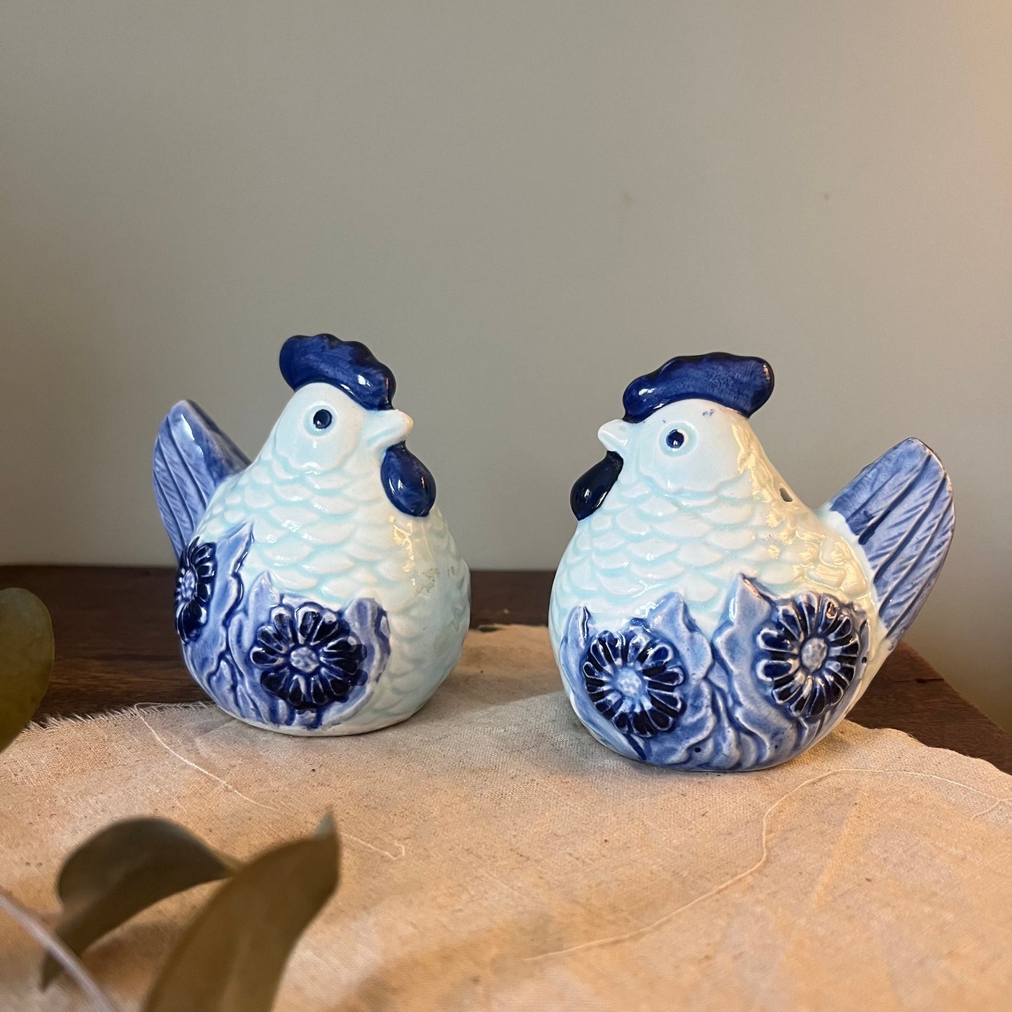 Vintage Blue Chicken Salt & Pepper Shakers – Set of 2
