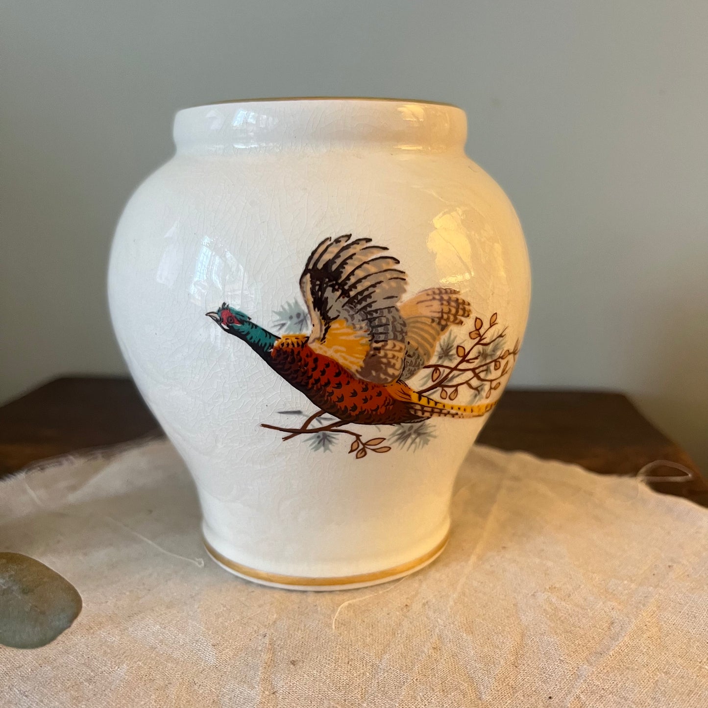 Vintage Crown Devon Porcelain Vase – Pheasant Design, Fortnum & Mason Mark