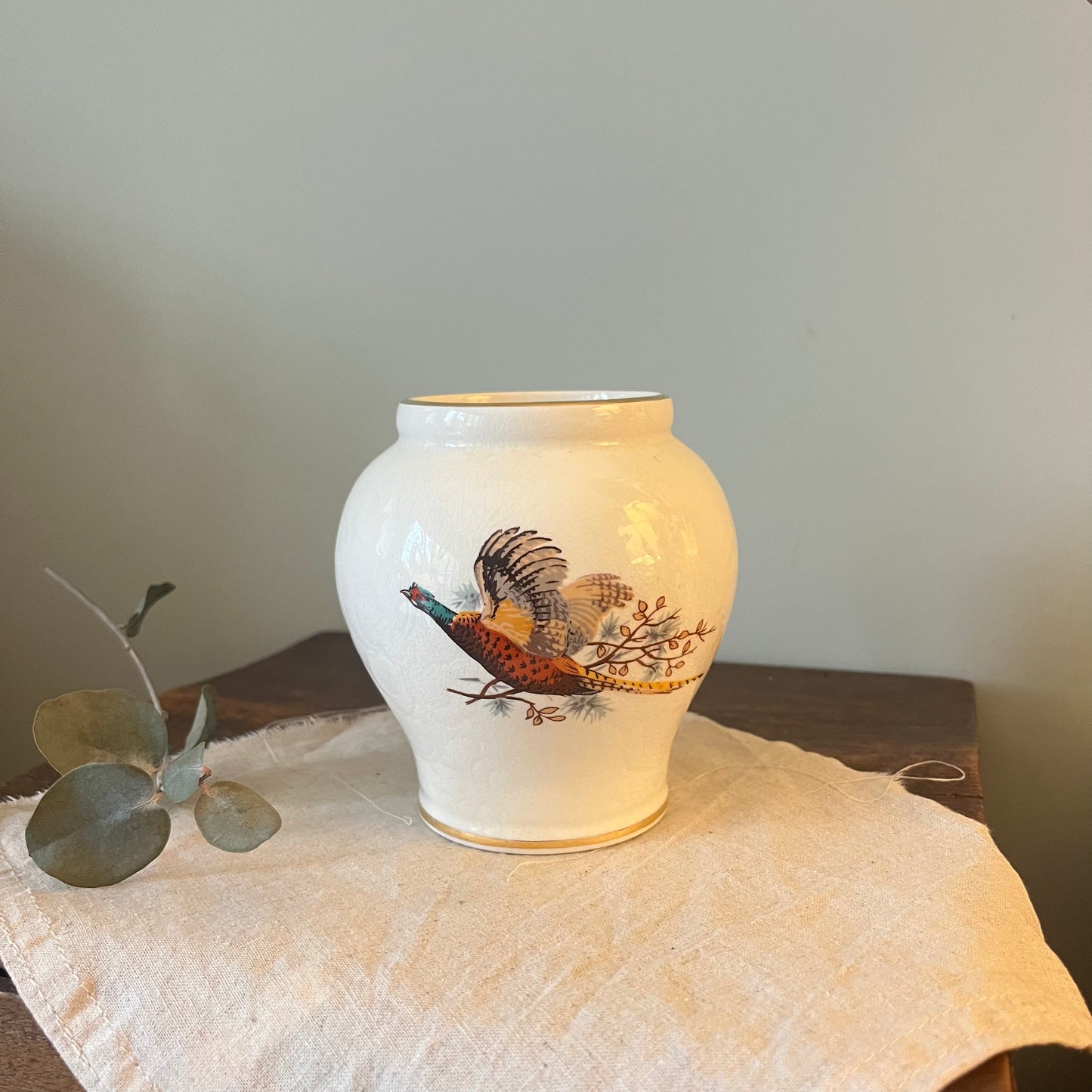 Vintage Crown Devon Porcelain Vase – Pheasant Design, Fortnum & Mason Mark