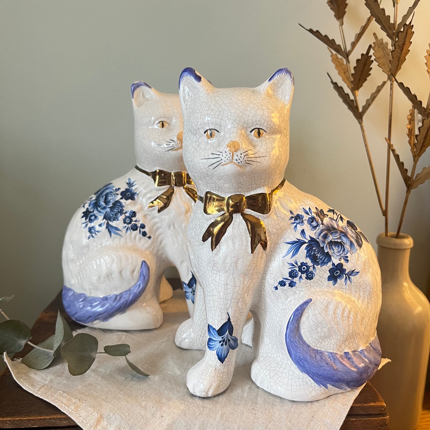 Pair of Vintage Staffordshire Cat Figurines