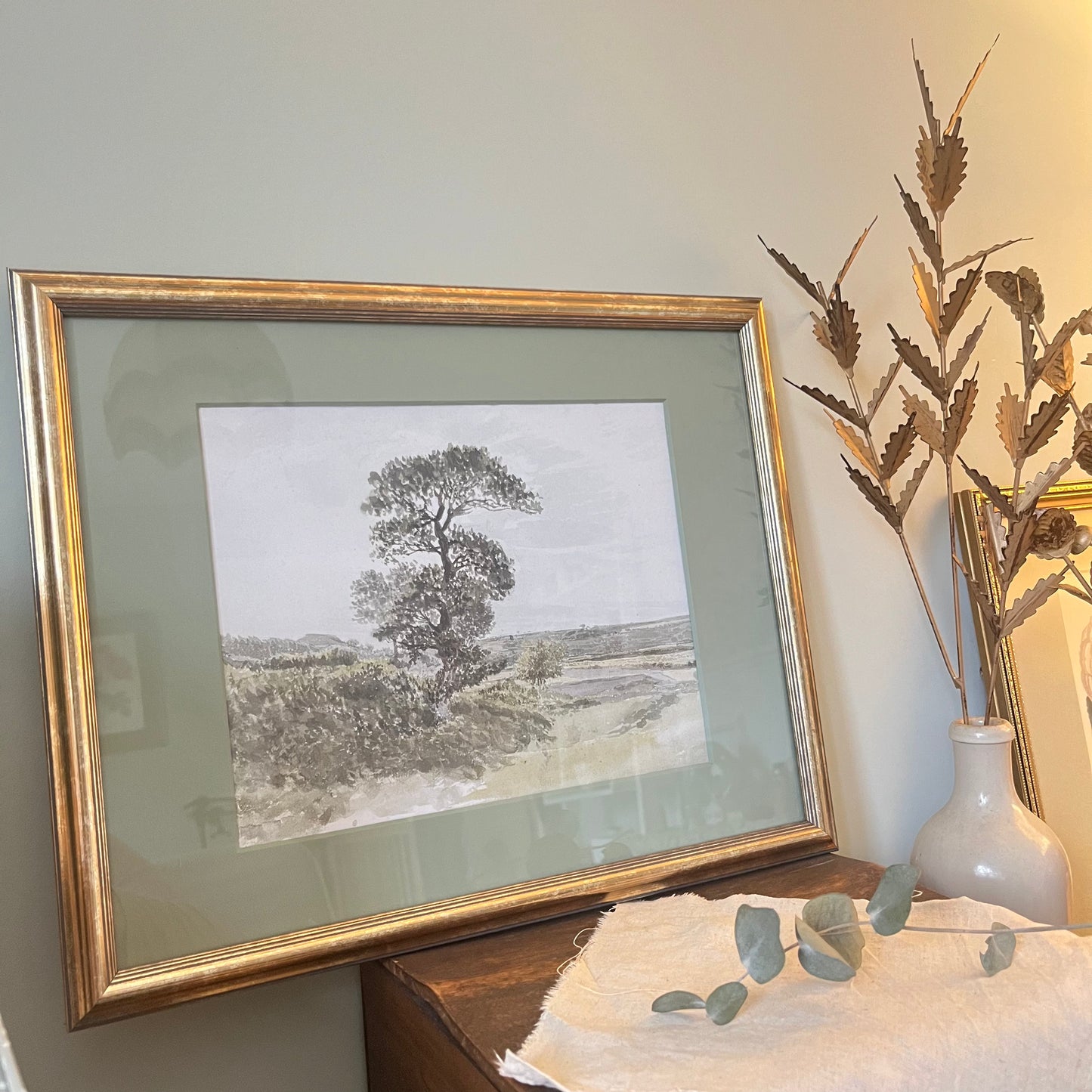 Vintage Landscape with a Tree Framed