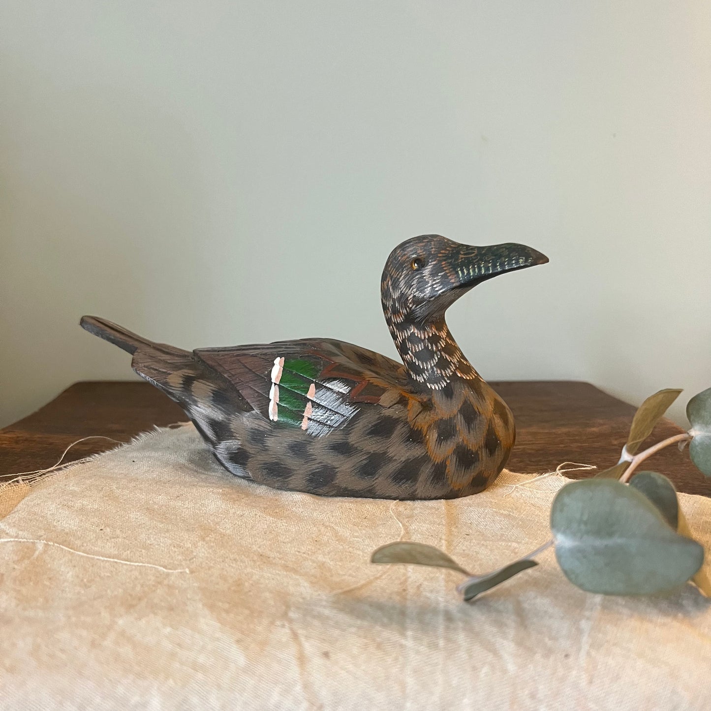 Wooden Decoy Duck 16 cm