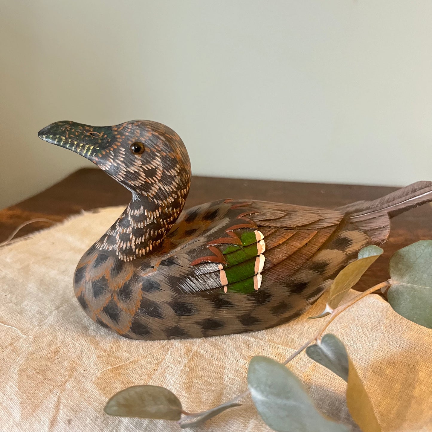 Wooden Decoy Duck 16 cm