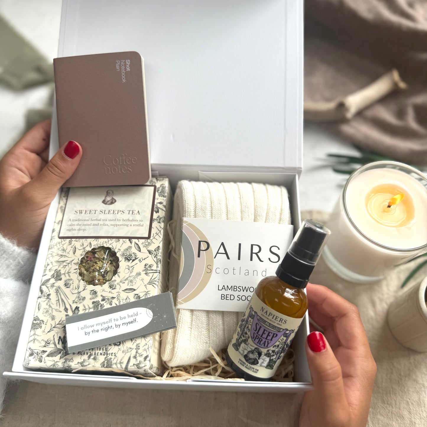 Sleep ritual box contents for perimenopause support