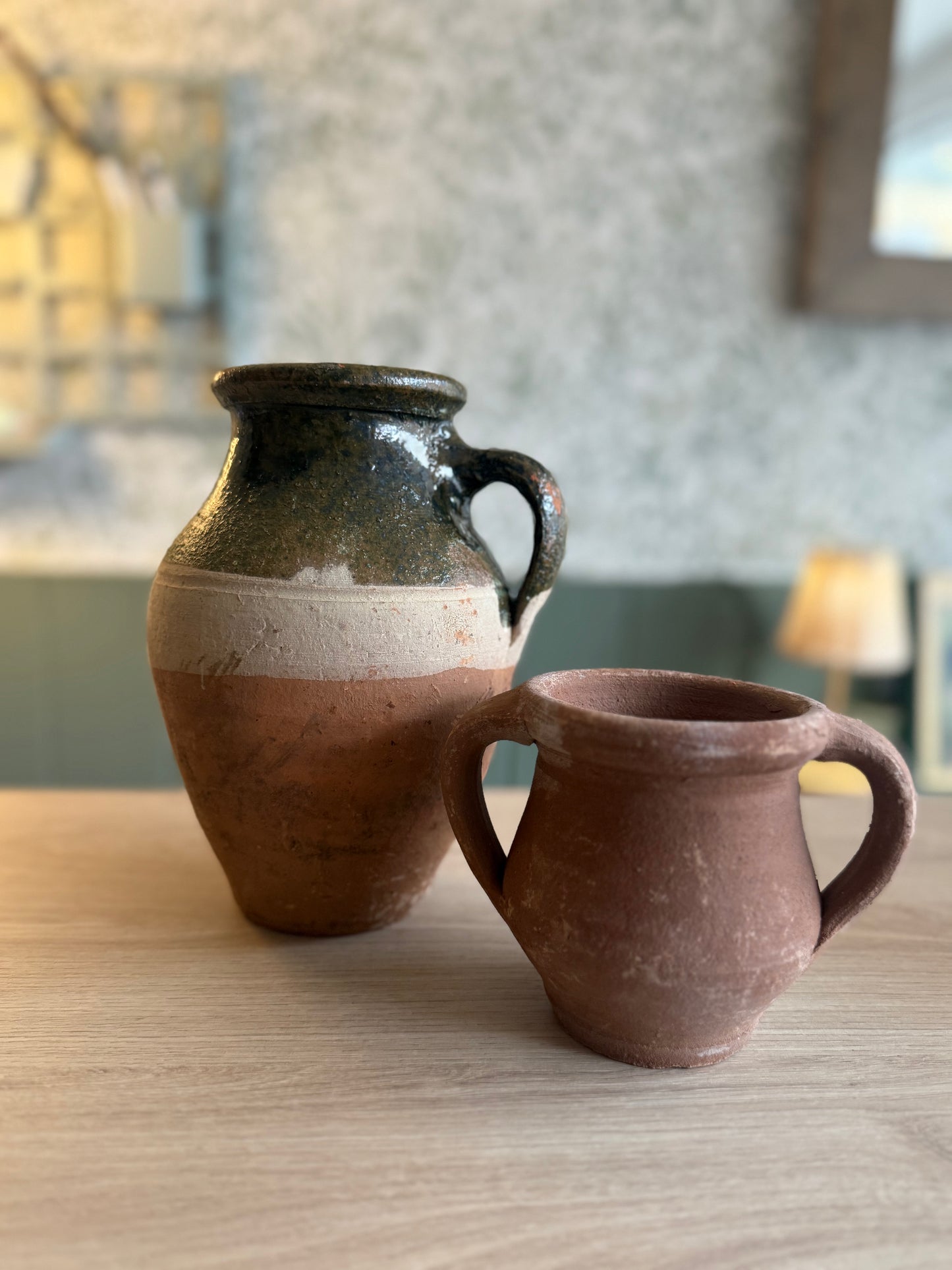 Handcrafted Terracotta Vessel with Green Glaze