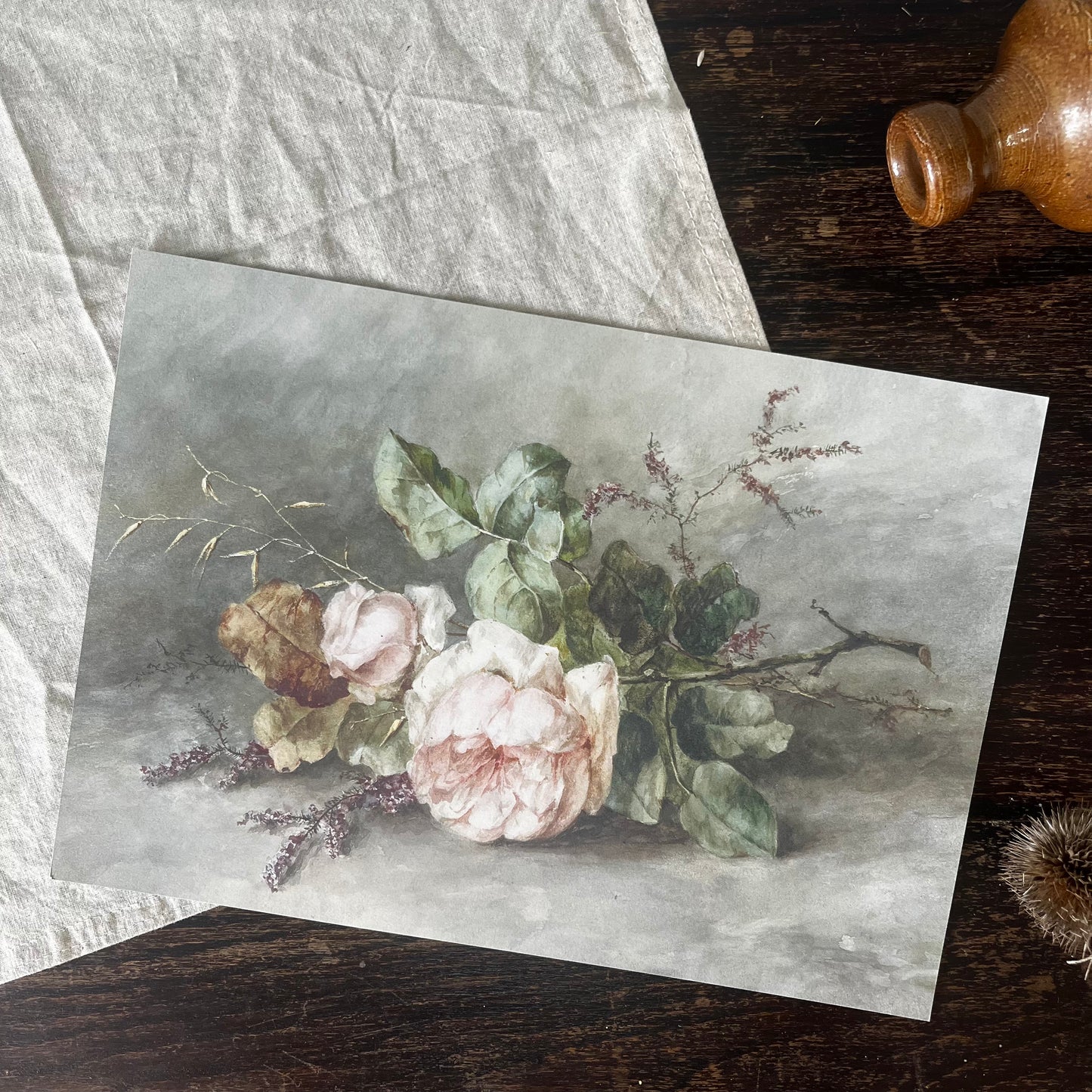 Antique Rose Flowers Still Life - Vintage DIN A4 Print