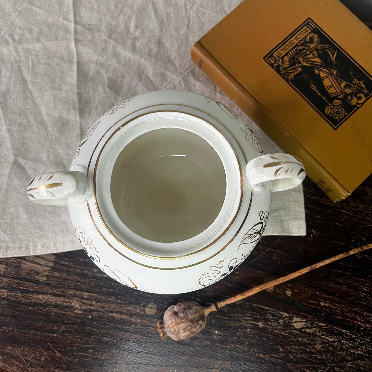 Victorian English Hand-Painted Sugar Bowl