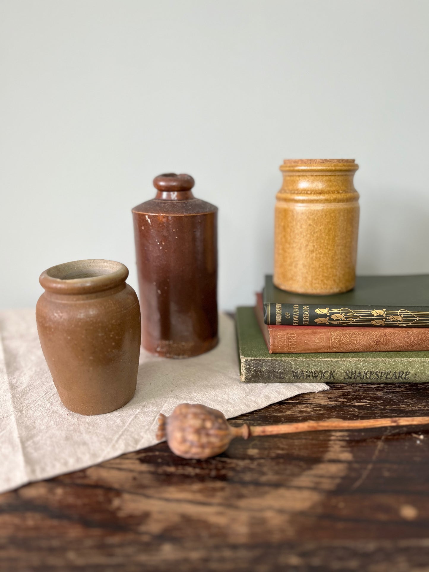 Charming Stone Pot, Vase, and Antique Bottle Set