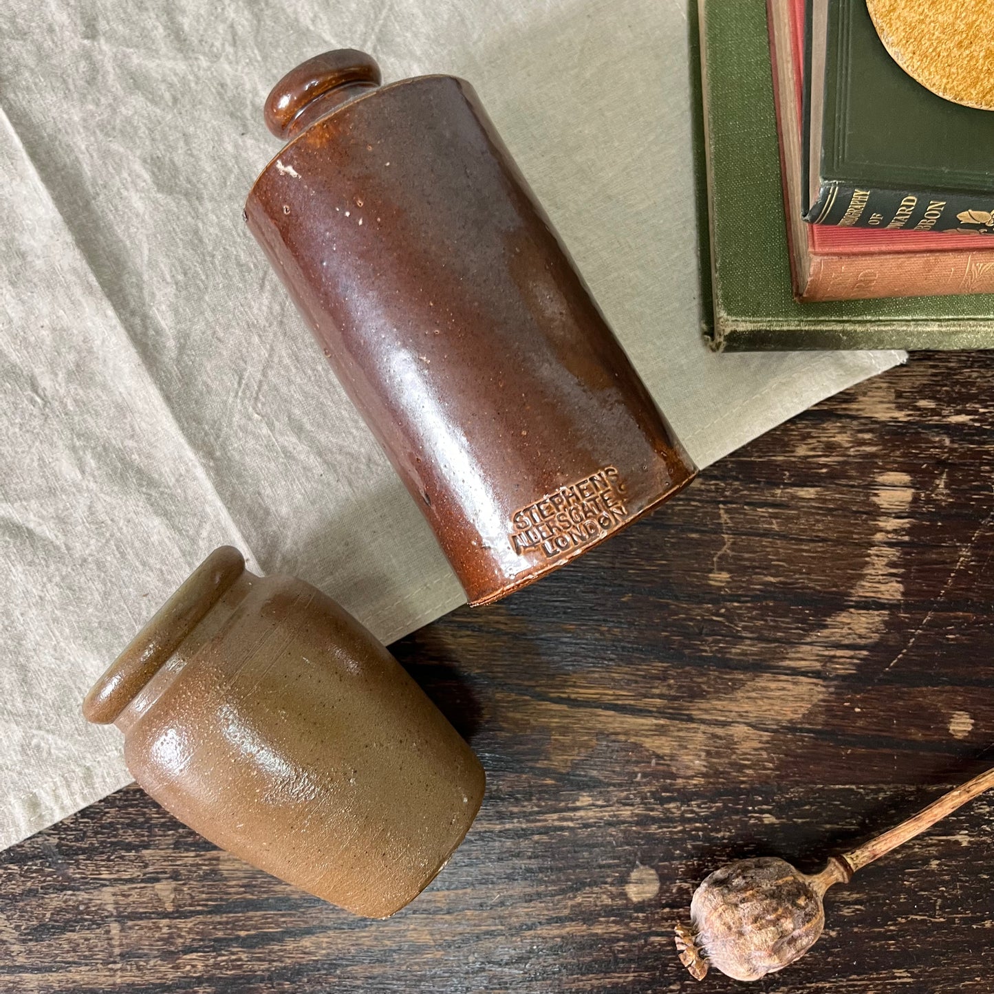 Charming Stone Pot, Vase, and Antique Bottle Set