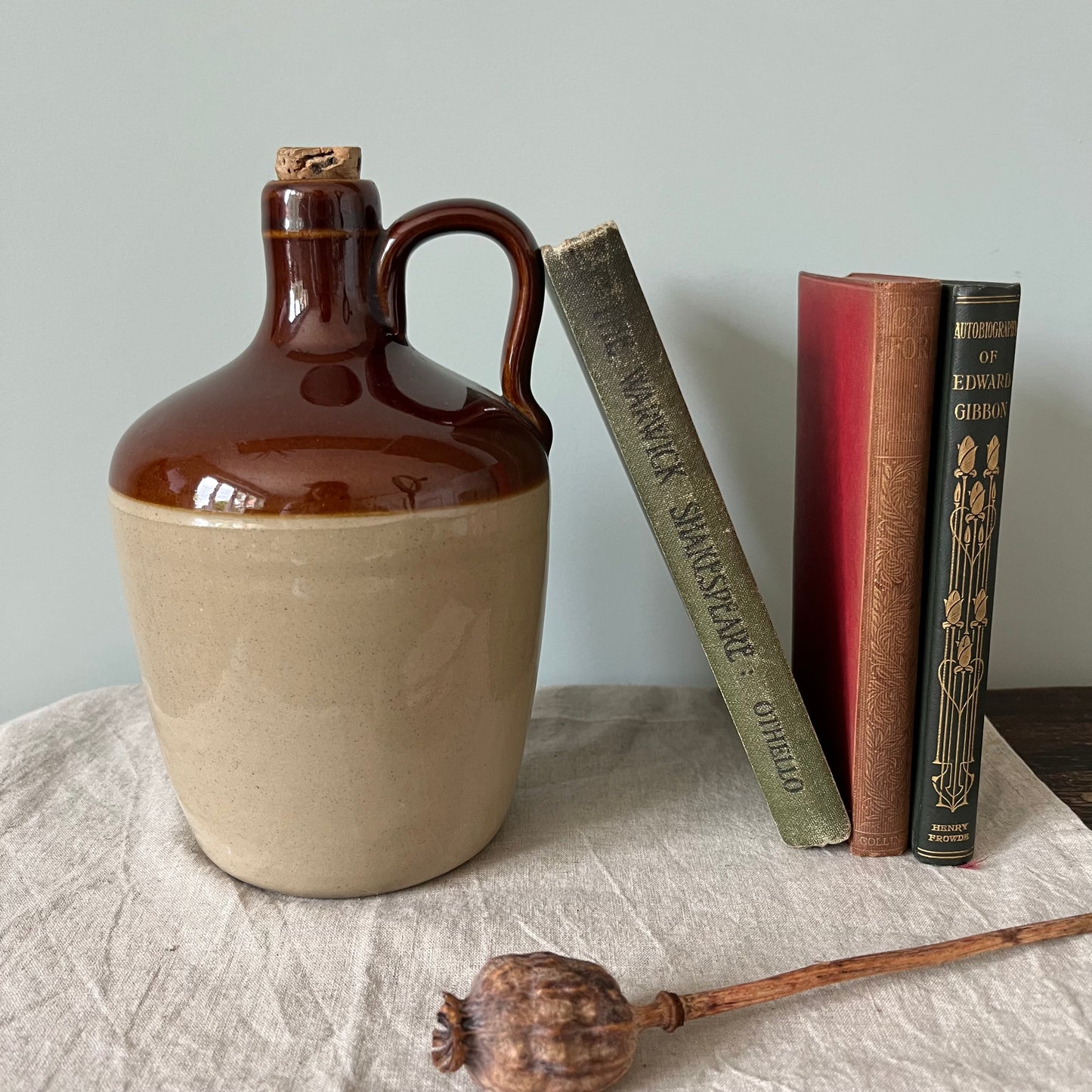 Vintage Stoneware Whiskey Jug with Cork - Pearson's of Chesterfield