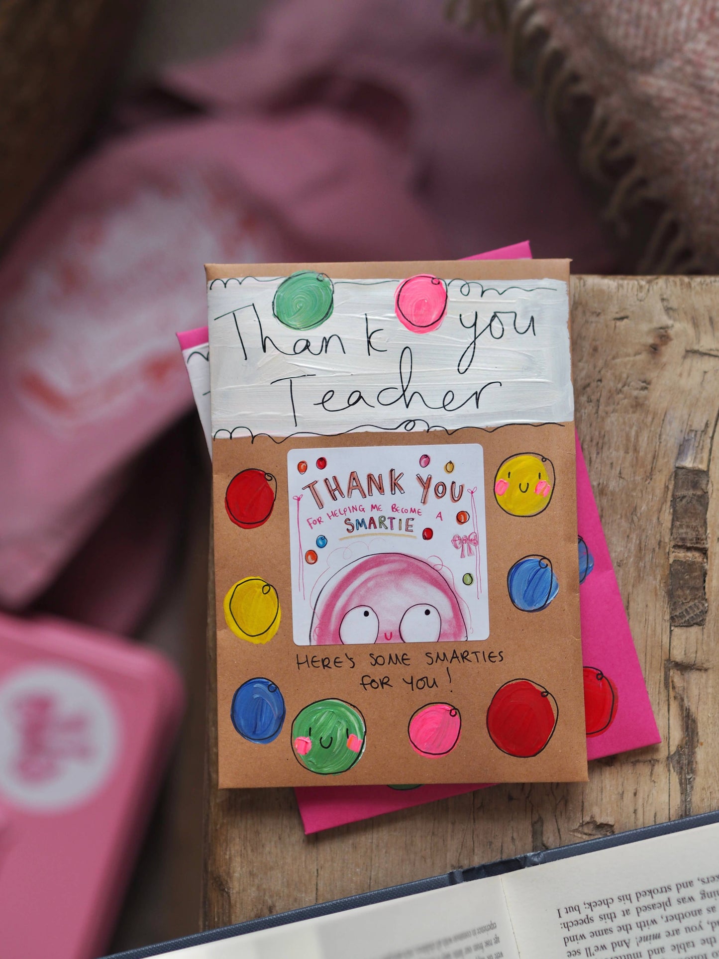 ‘Thank You For Making Me A Smartie’ Hand Painted Envelope
