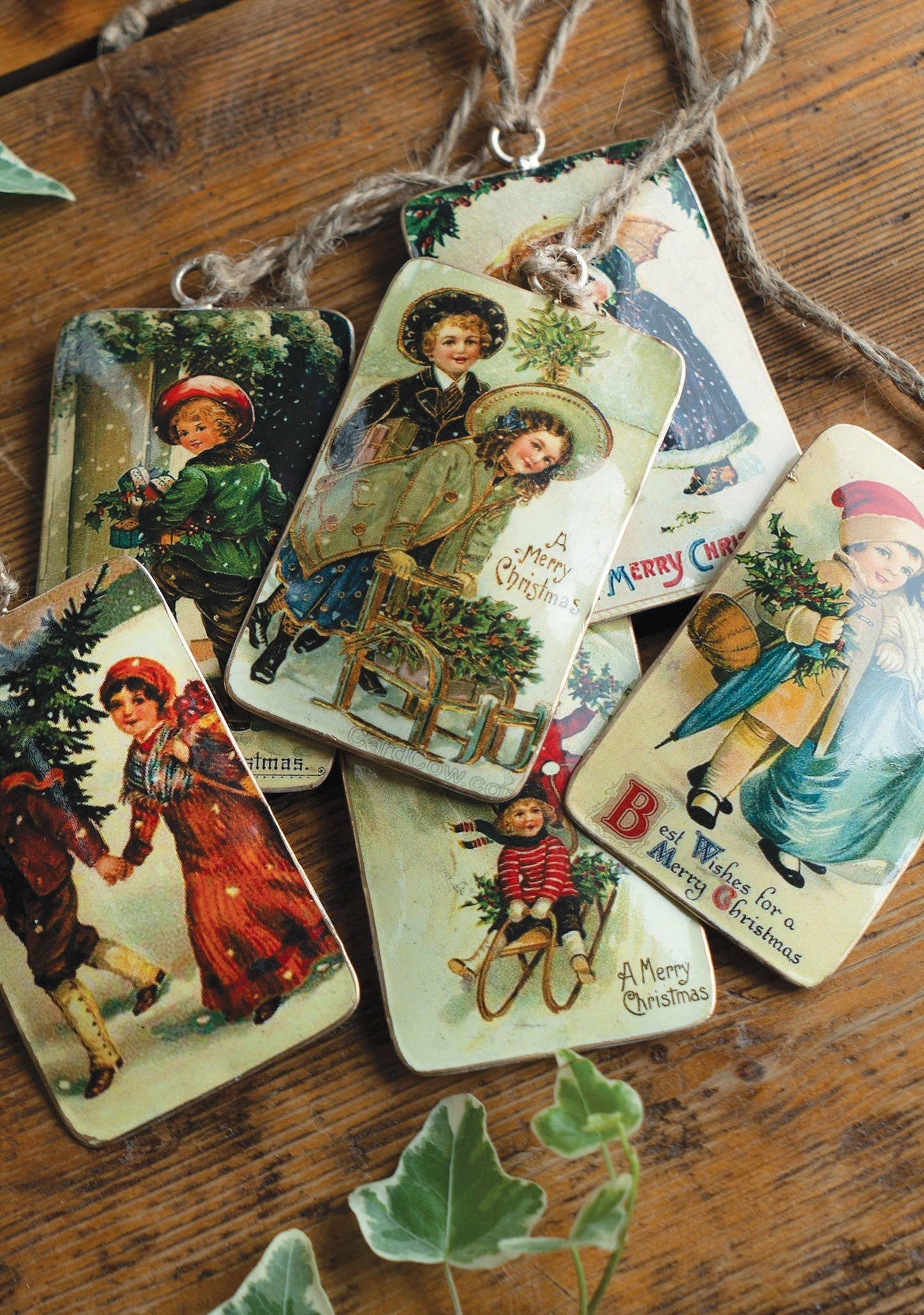 Vintage Tin Winter Scene Hanging Decoration