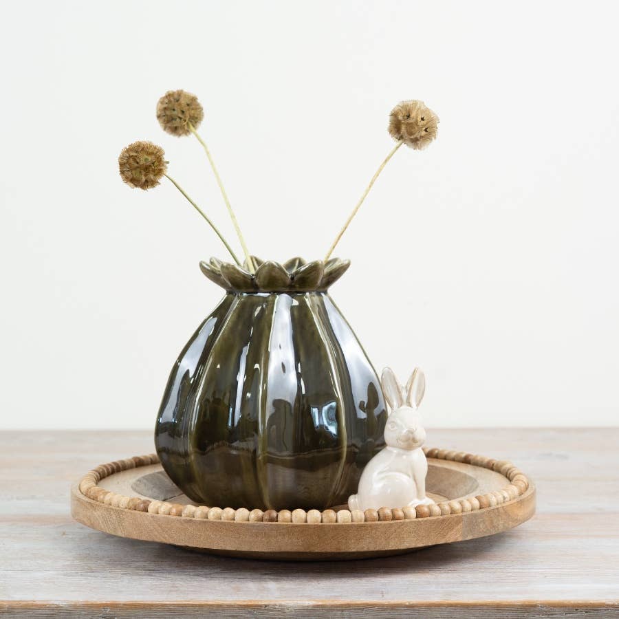 Poppy Seed Green Vase, 16cm