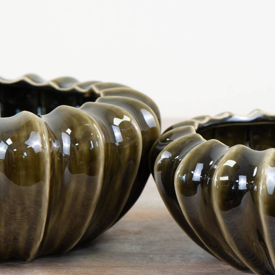 Olive Pod Bowl Vase, 20cm