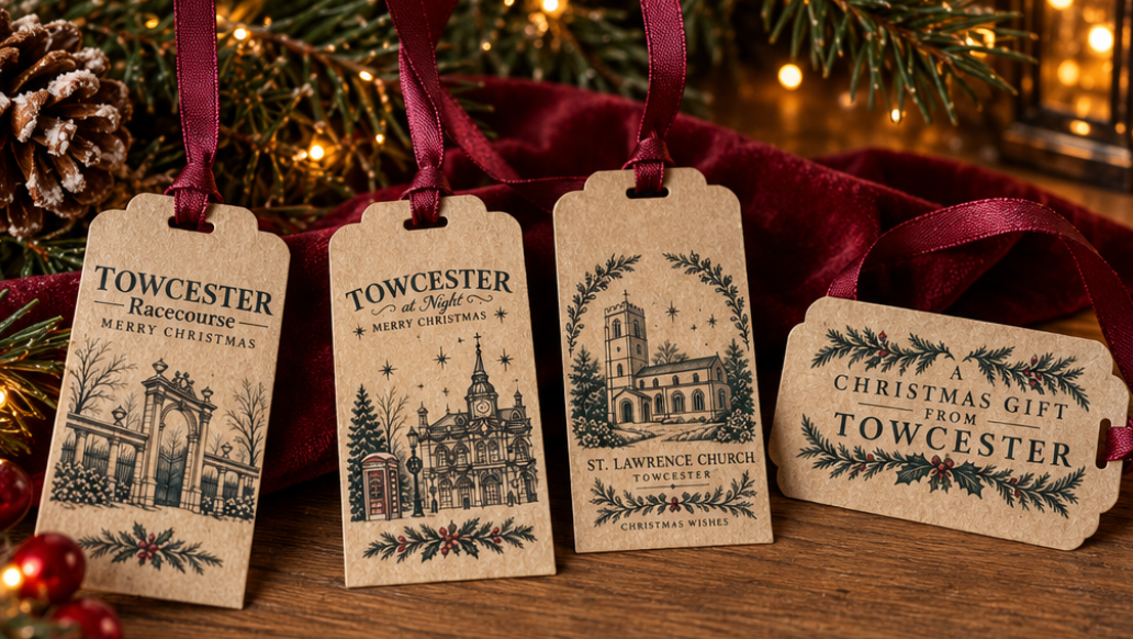 Towcester Christmas Gift Tags – Set of 4 | Vintage Inspired