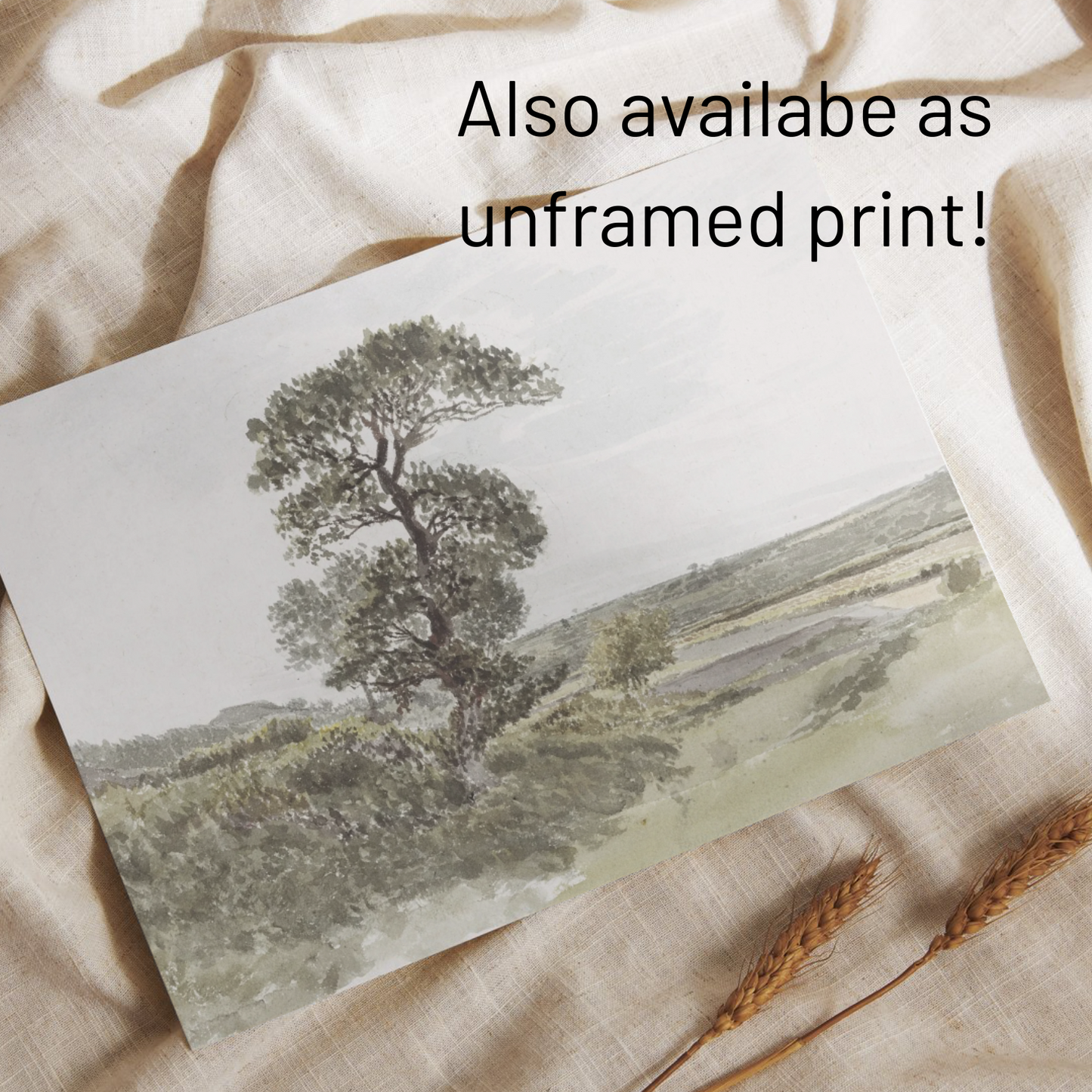 Vintage Landscape with a Tree Framed - 2
