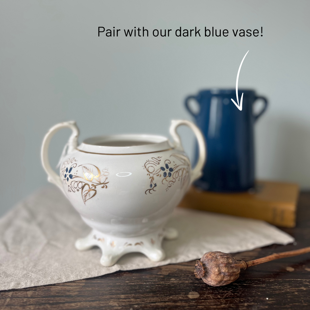 Victorian English Hand-Painted Sugar Bowl