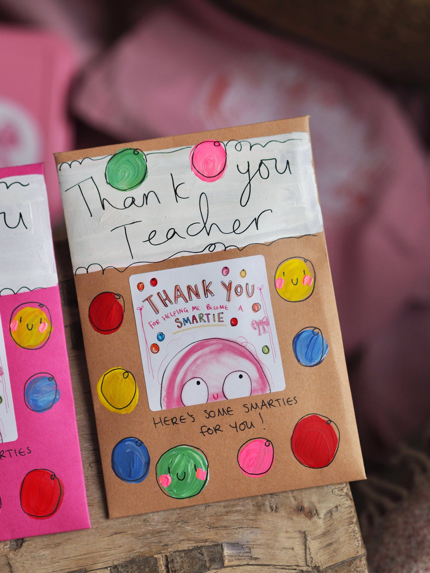 ‘Thank You For Making Me A Smartie’ Hand Painted Envelope