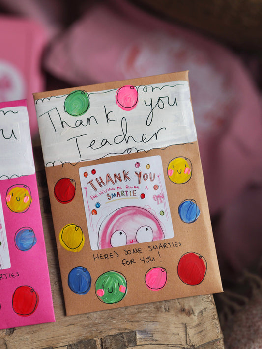 ‘Thank You For Making Me A Smartie’ Hand Painted Envelope