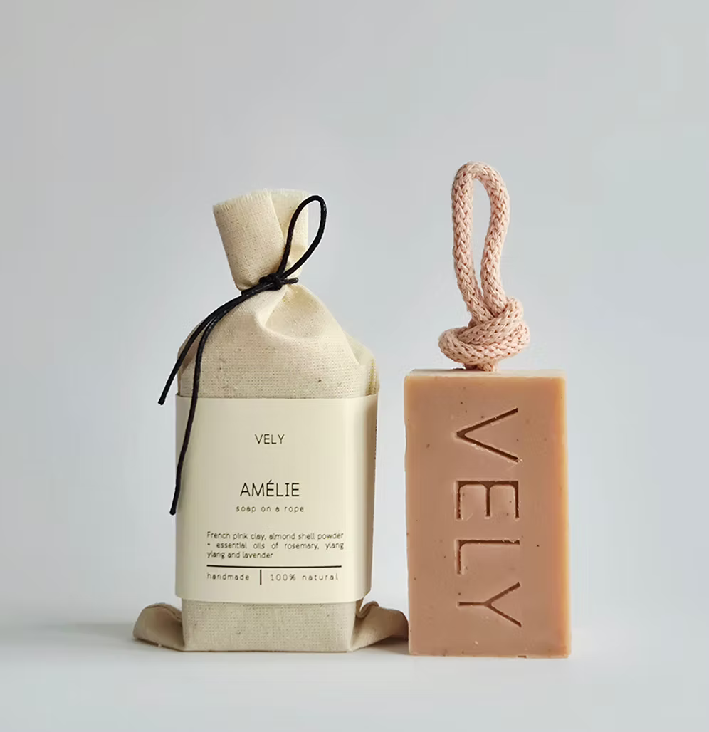 Natural Handmade Soap On A Rope "Amelie"
