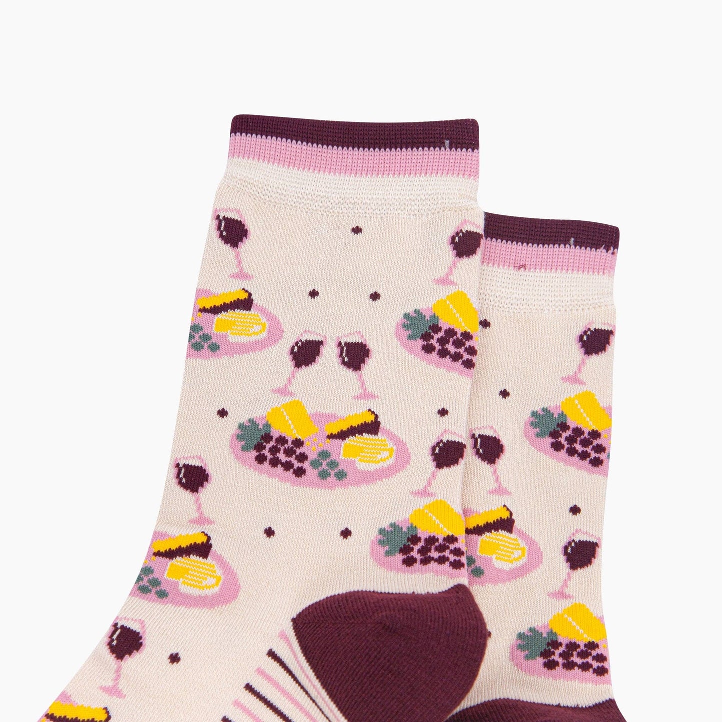 Cheese & Wine Women's Bamboo Socks in Cream