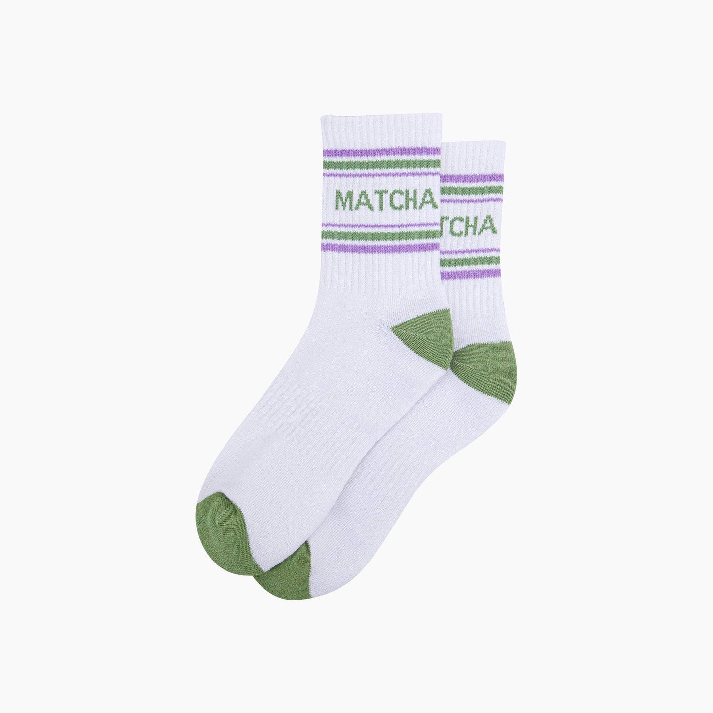Matcha Organic Cotton Sports Socks in White/Green