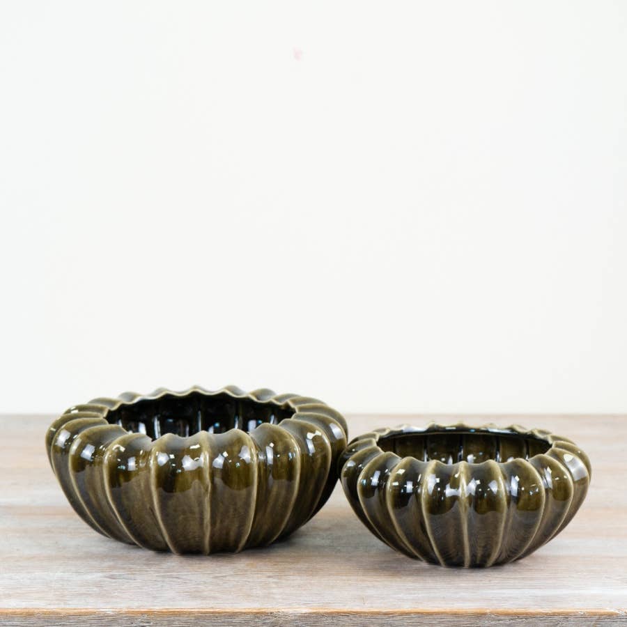 Olive Pod Bowl Vase, 20cm