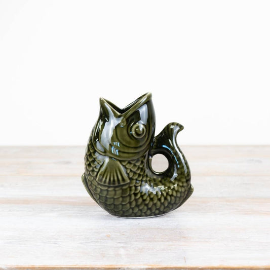Dark Green Fish Vase, 14.7cm