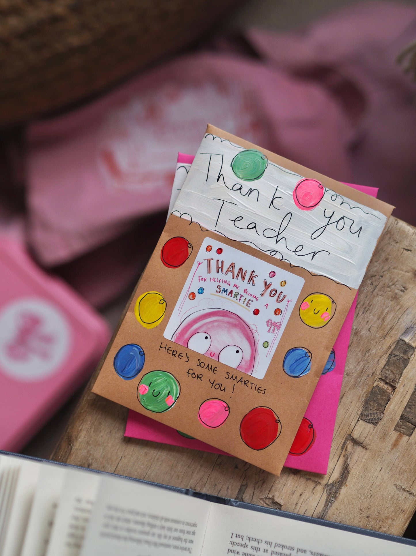 ‘Thank You For Making Me A Smartie’ Hand Painted Envelope